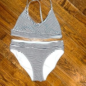 New Girls Black&White Stripe Bikini
